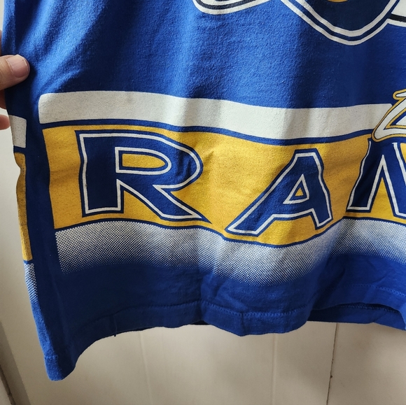 1985 NFL LA RAMS Vintage Bold Gold Royal Tshirt By SALEM - Picture 6 of 11